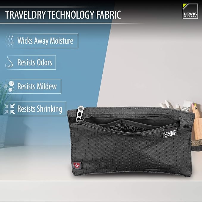Lewis N. Clark RFID Blocking Money Belt Travel Pouch + Credit Card, ID, Passport Holder for Women & Men, Black, One Size - Image 3