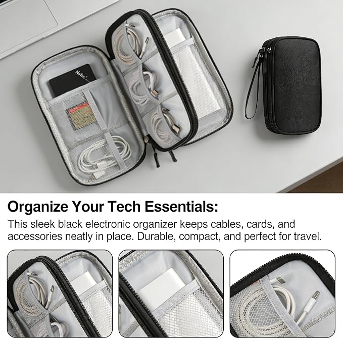 Travel Storage Box - Hard EVA Protective Cover for Mobile Power Bank, Charger, Cable, Phone and Accessories - Portable Storage Bag for Airplane, Business Travel, Home Furnishings - Image 6