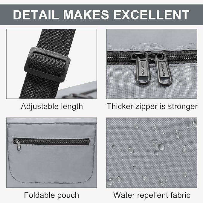 HOLYLUCK Foldable Travel Duffel Bag For Women & Men Luggage Great for Gym -Light grey - Image 4