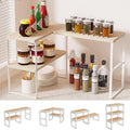 Golener Kitchen Counter Organizer, Countertop Shelf, Adjustable, Stackable | Kitchen Countertop Organizer, Spice Rack, 2-Tier Countertop Shelves, Corner Desk Shelf, Corner Counter Shelf, Natural Beige by Golener
