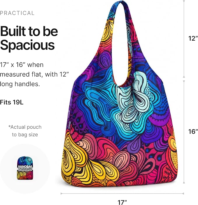 Nanobag Standard 19L Tote Foldable Packable Reusable Grocery Shopping Bag | 0.9 oz Premium Portable Collapsible Ultralight Pocket-Sized for Everyday Use & Travel - Image 4