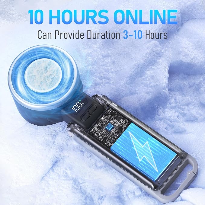 PlayHot Portable Handheld Cooling Fan, Travel Essentials, Gifts for Women | Instant Cooling, 10m/s Airflow, 5-Speed, 10H Max, USB-C Rechargeable, LED Display, 3-in-1 Foldable for Cruise, Beach Vacation - Image 5