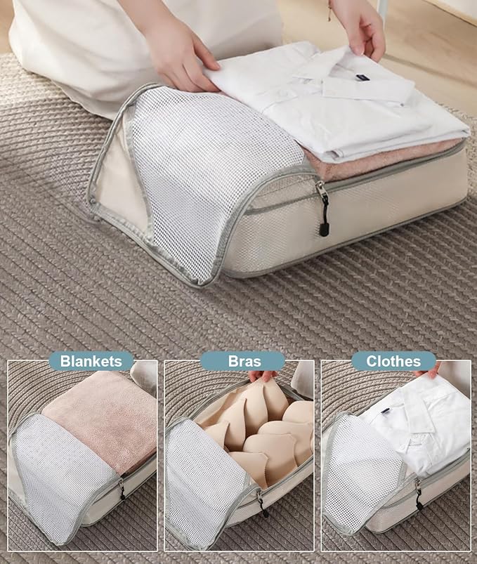 Barsine Large Compression Packing Cubes for Travel, 4-Pack Extra Large Packing Cubes with Double Compression Zipper, Luggage Organizers for Carry On, Cruise, Family Vacation & Business Travel - Image 4