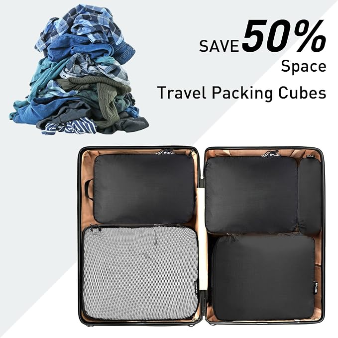 Bagail Ultralight Compression Cubes 7 Set - 3 Packing Cubes, 3 Organizers, and 1 Shoe Bag - Image 6