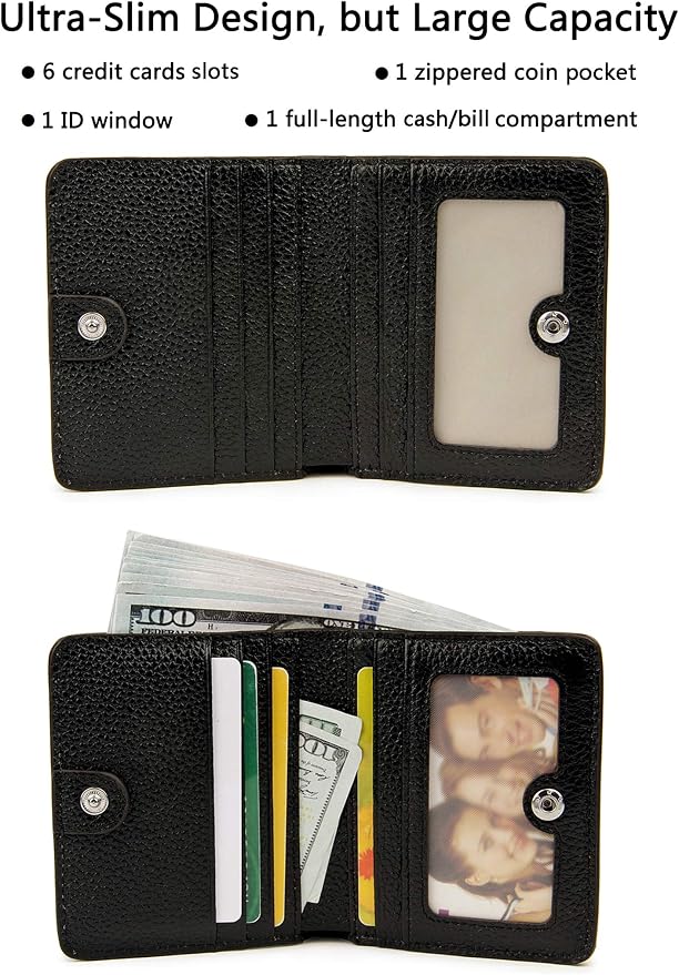 Small Leather Wallet for Women, Ladies Credit Card Holder RFID Blocking Women's Mini Bifold Pocket Purse - Image 2