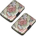 2 Pack Credit Card Holder for Women RFID Blocking Wallet, Happy Flower | Card Wallets for Women Small Mini Business Metal Accordion Aluminum Alloy Hard Case for Men by SLIMELEGANCEPERSONIFIED