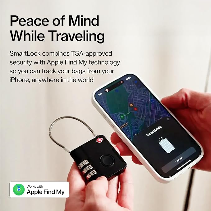 KeySmart SmartLock Tracking Luggage Locks, TSA Locks for Luggage, GPS Tracker, Combination Lock Compatible with Apple Find My App, Best Travel Essentials, Replaceable Non-Rechargeable Battery (1 Pack) - Image 5