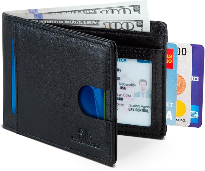 SERMAN BRANDS RFID Blocking Slim Bifold Genuine Leather Thin Minimalist Front Pocket Wallets for Men Billfold Wallet Men Gift by SERMANBRANDS