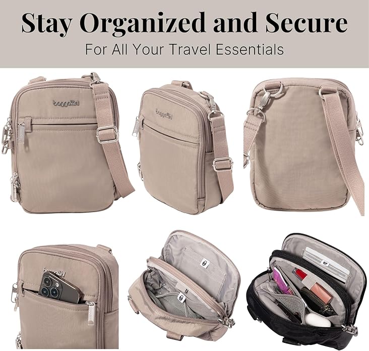 Baggallini Securtex® Anti-theft Mini Everything Crossbody Bag, 6.3"x8.25" Rfid, Locking Zippers & Cut-resistant Strap - Image 6