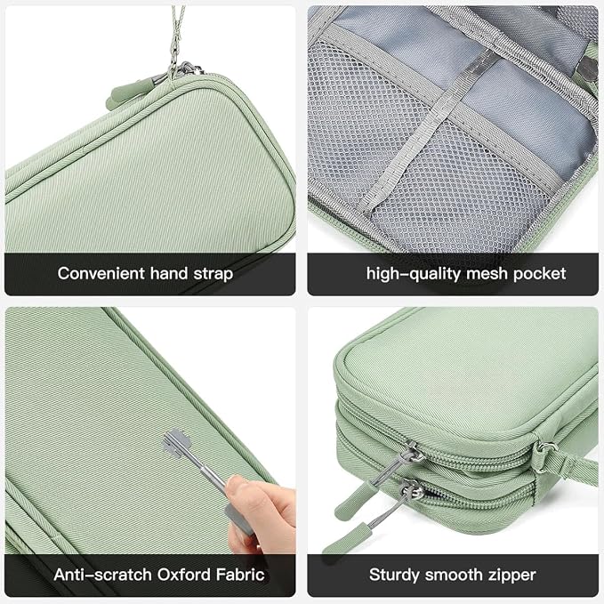 CAAORDKSO Cord Organizer Travrel Bag, Electronic Organizer Travel Case, Water Resistant Cable Organizer Pouch for Cable, Cord, USB, Charger, Phone, Power Bank, Earphone (Mint Green, Medium) - Image 6