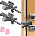 2 Pack Adjustable Portable Door Lock, Hotel Door Locks for Travelers Security, Prevent Unauthorized Entry, Door Stoppers Security for Travel Bedrooms Apartment Airbnb Dorm, with Silicone Caps by MASJENBU