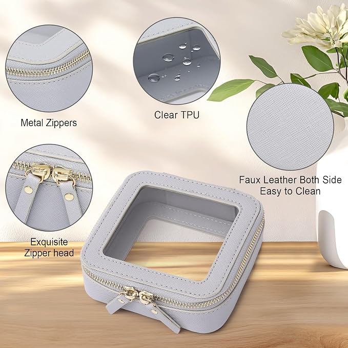 Pinkmik Mini Clear Makeup Bag, Gray, MINI-1 | Small Size, Zipper Closure, Cosmetic & Toiletry Case, Purse Organizer, Car Essentials - Image 5