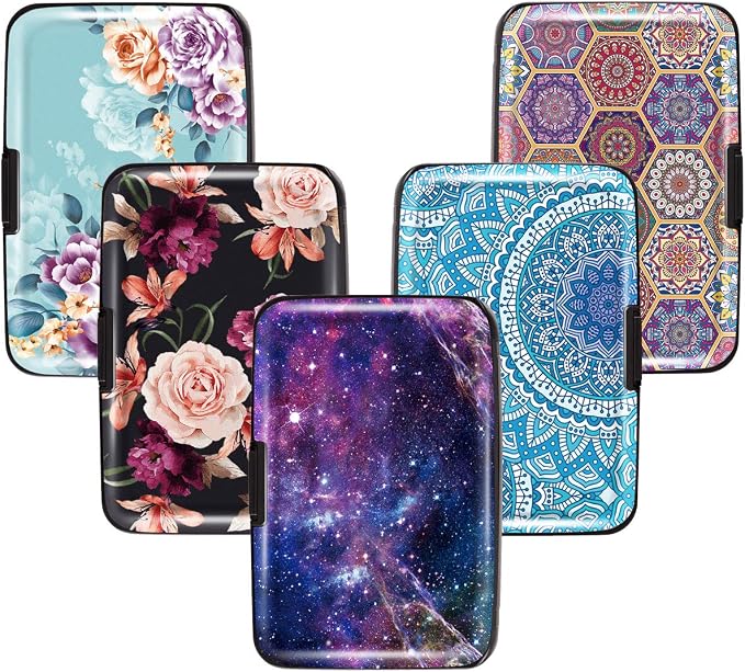 Coco Rossi Credit Card Holder RFID Aluminum Small Mini Wallet Women | Metal Wallet, Business Cards Holder, ID Case, Slim Sleeves, Womens Girls Gift, Carry Proof Wallets for Travel, Nebula - Image 2