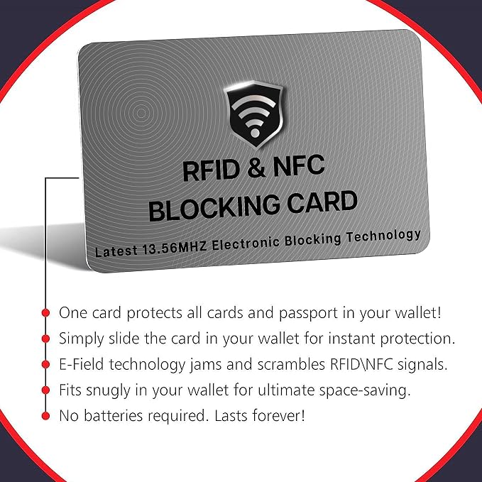 SaiTech IT 5 Pack RFID Blocking Card for Credit Debit ID Card, Grey | Slim Anti-Theft Contactless NFC RFID Blocker Protector, Easily Fit into Wallet and Purse, for Men & Women - Image 8