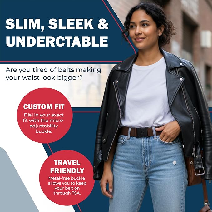 Unisex Adventure Stretch Belt, 1.30" Width, Non Slip, Travel Friendly Buckle. Designed in USA. - Image 6