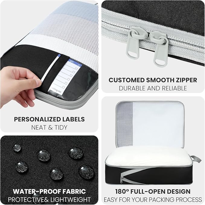Compression Packing Cubes for Travel, Lightweight Vacation Travel Essentials, Travel Accessories for Suitcase Organizer Bags Set, Durable Luggage Organizer - Image 5