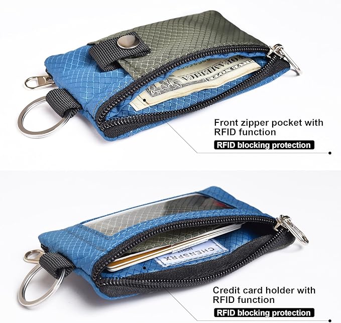 CHENSPRX Minimalist RFID Blocking Small Wallet with ID Window,WaterResistant Zip Id Case Wallet with Lanyard Keychain for Cards,Cash,Travel,Women,Men - Image 4