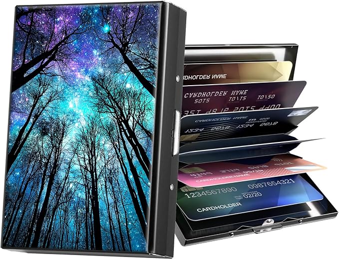 Metal Wallet,Credit Card Holder for Women Men,RFID Blocking Card Holder Wallet Mini Slim Aluminum Wallet ID Case Hard Card Case Business Card Holder Case,Starry Sky Tree by ACWDMKH