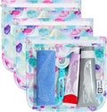 HIONXMGA Set of 3 Diaper Bag Organizing Pouches, Space-Saving, 3 Large Size | Clear Front Toiletry Bags Waterproof Zipper Pouches for Women Kids Toiletries Baby Essentials Well-Organized, Watercolor by HIONXMGA