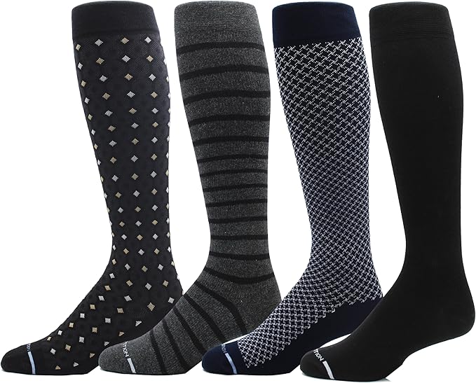 Dr. Motion 4 Pairs Men's Athletic Traveler Graduated Compression Knee High Socks by Dr.+Motion