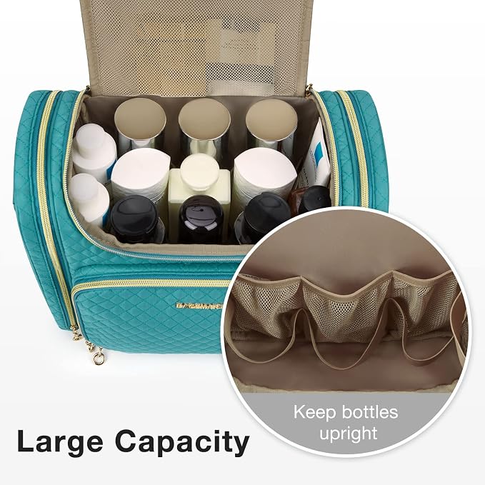 BAGSMART Women's Travel Toiletry Bag, Water-resistant Roomy, Blue | Cosmetic Makeup Bag, Door Room Essentials Travel Organizer for Full Sized Toiletries and Cosmetics - Image 4