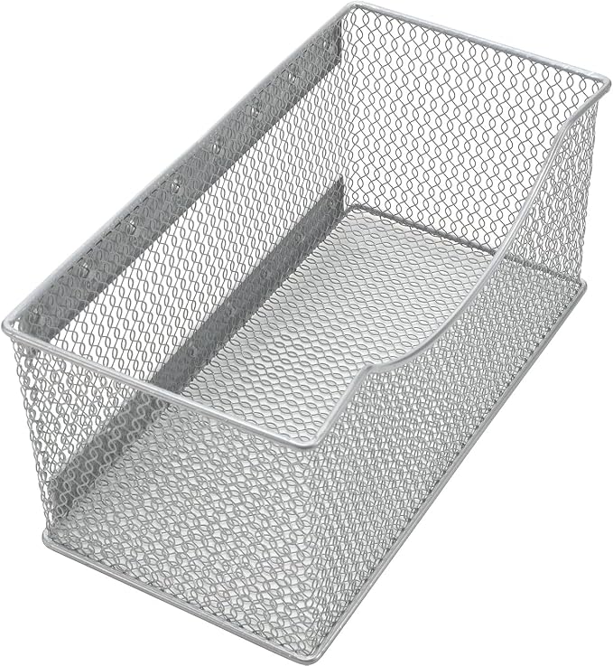 Ybmhome Wire Mesh Magnetic Storage Basket, Trash Caddy, Container, Desk Tray, Office Supply Organizer Silver for Refrigerator/Microwave Oven or Magnetic Surface in Kitchen or Office (4, Large (White)) - Image 4