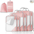 Compression Packing Cubes 8 Set, Compressible Space-Saving Packing Cubes for Travel - Compression Bags, Luggage Organizer, Travel Essentials for Women, Beige by NICOSHOW