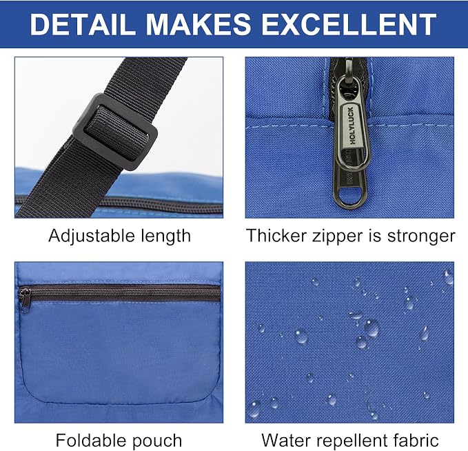 HOLYLUCK Foldable Travel Duffel Bag For Women & Men Luggage Great for Gym (Blue) - Image 5