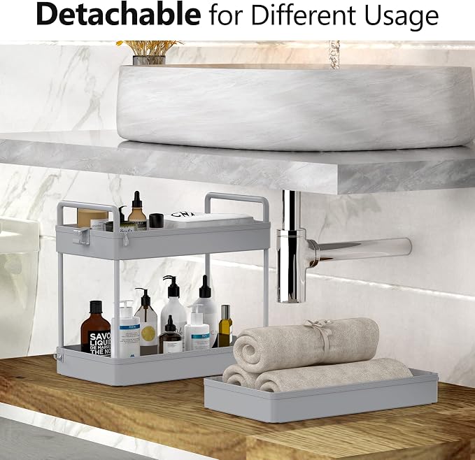 SOLEJAZZ 3 Tier Slim Rolling Storage Cart Organizer with Wheels, Gray | Utility cart for bathroom, laundry, bedside, dorm&narrow spaces. Fits craft, nail, makeup, snack, art, diaper&baby essentials - Image 4