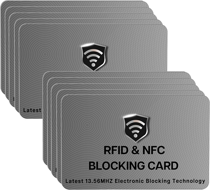 SaiTech IT 10 Pack RFID Blocking Card for Credit Debit ID Card, Grey | Slim Anti-Theft Contactless NFC RFID Blocker Protector, Easily Fit into Wallet and Purse, for Men & Women by SaiTechIT