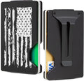 Minimalist Wallet for Men, Slim Metal RFID Blocking Wallet Credit Card Holder Money Clip & Cash Strap, Scratch-Resistant Holds 15 Cards,Ideal Gift for Men | Patriot-Black Flag by Unknown