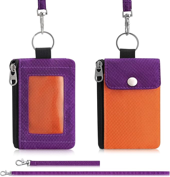 Artpaxy Minimalist Wallet For Mens Womens, Keychain RFID Blocking Zipper Small Wallet with ID Window 2 Lanyards,Water Resistant Travel Cash Card Coin Case Boys Girls - Image 7