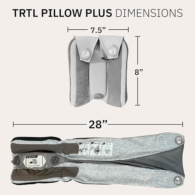 Trtl Pillow Plus - Airplane Neck Pillow for Traveling - Height-Adjustable, Breathable Travel Pillow for Head and Neck Support While on Planes, Cars, and Trains - Machine Washable - Image 2