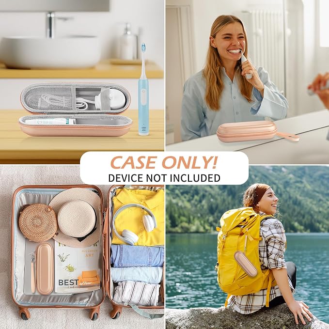 Toothbrush Travel Case for Oral B/Oral-B Pro 1000 1500 5000 7000 & Philips Sonicare 4100 1100 5300 5100 6100/iO Electric Toothbrush, Hard Protective Storage Bag (Gold case with toothbrush cap) - Image 5
