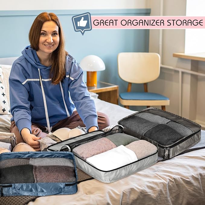 5 Pcs Packing Cubes for Suitcase Large Travel Cubes Carry on Luggage Organizer Bags for Clothes Accessories(L,Morandi) - Image 8