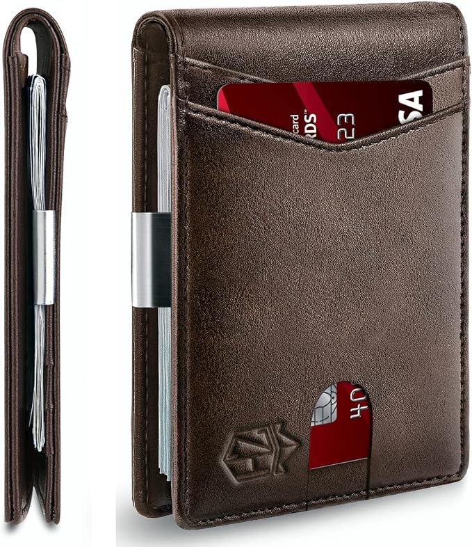 Zitahli Money Clip Wallets for Men,Slim Bifold Wallet 10-12 Cards, Mens Leather Wallet with ID Window,RFID Blocking Thin Minimalist Credit Card Holder,Gifts for Him by Zitahli