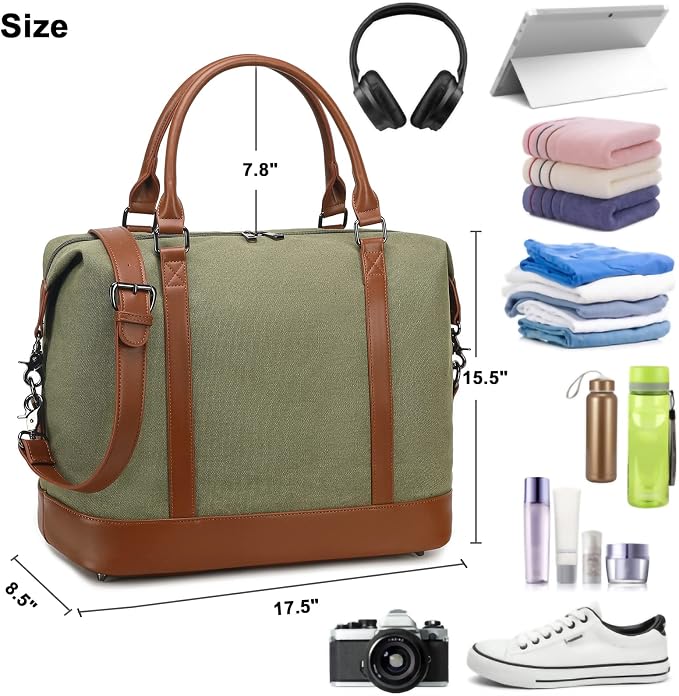 Bluboon Travel Tote Bags with Zipper Ladies Canvas Bag Weekender Overnight Bag for Women Carry on Duffel Bag Trolley Sleeve - Image 4