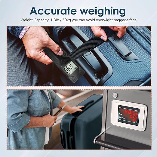 Battery-Free Luggage Scale – No Batteries Needed, Portable Digital Hanging Suitcase Weight Scale for Air Travel & Checked Bags, 110lb/50kg, LCD Display, Compact Travel Accessory - Image 6