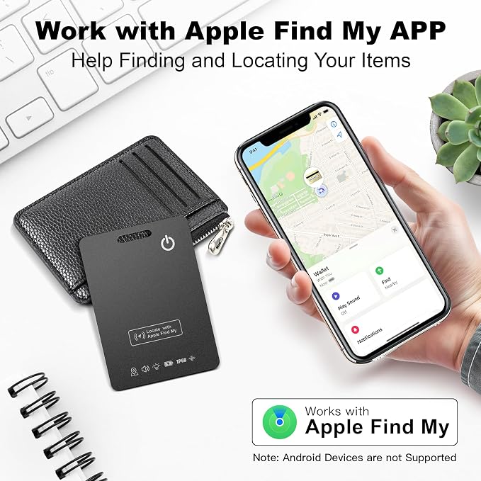 2-Pack Wallet Tracker Cards, Works with Apple Find My | 1.6mm thin, Qi rechargeable, 5-month battery, IP68 waterproof, Left-Behind Alerts, iPhone & iPad compatible - Image 2