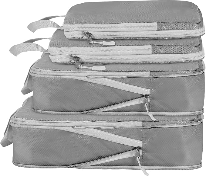 Compression Packing Cubes, Ultralight Packing Cubes for Carry on Suitcase, Travel Packing Essentials for Suitcase Organizer Bags Set, Durable Travel cubes for Luggage (Gray, Set of 4) by XYZLH