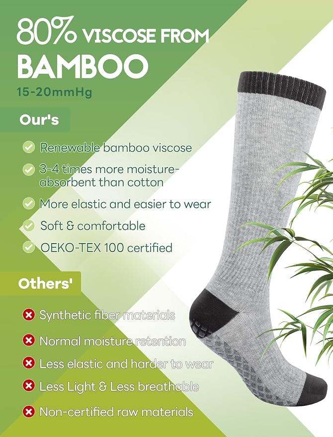 SONORAN Compression Socks for Pregnant Women (2/3 Pairs) 15-20 mmHg Bamboo Viscose Non-slip Sock for Nurses Pregnancy - Image 2