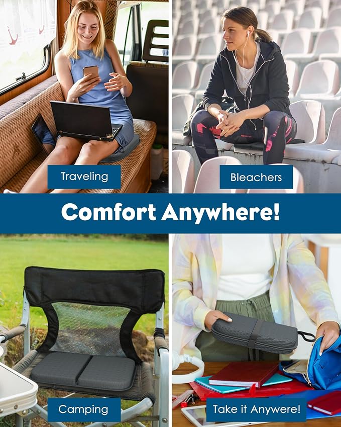 WISIMMALL Gel Seat Cushion, Portable Travel Cushion for Long Sitting, Thick & Foldable, 14.5" x 10.5" Large Size Chair Seat Cushion for Office Chair Car Wheelchair, Relief Sciatica Coccyx Pain - Image 6