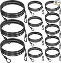 12 Pack Security Cable Luggage Lock with Loops 7 ft 3mm Braided Steel Coated Bike Cable Wire Double Loop Anti Theft Safety for U Lock, Padlock and Disc(Black) by Fiada