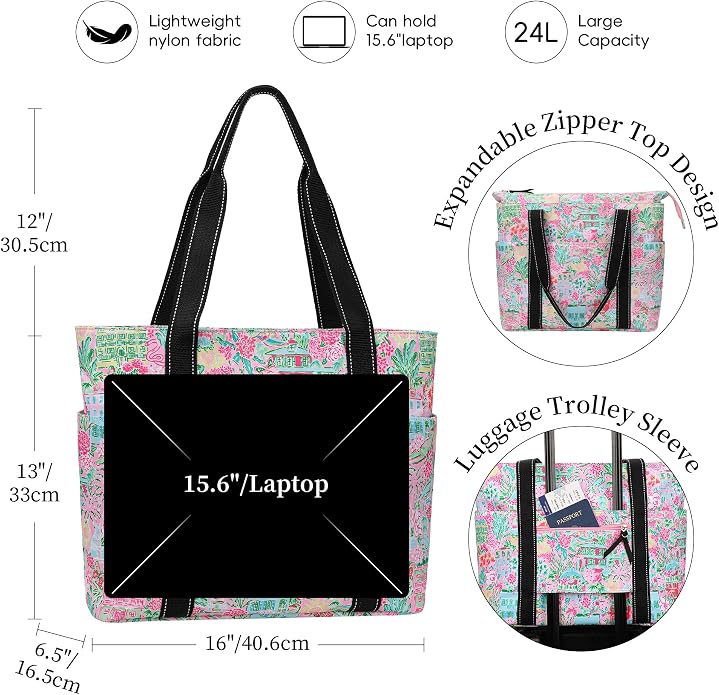 Tote Bag for Women with Laptop Compartment & Cup Holder,Nylon Bag for Work,Travel,Gym,Beach,Teacher,Nurse,School,Mom - Image 3