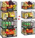 JKsmart 4 Pack XL Stackable Wire Baskets, Pantry Organizers and Storage | Pantry Baskets with Handles and Name Plates, Muti-Purpose for Snack Organizer & Vegetable Basket & Fruit Basket & Snack Rack by JKsmart
