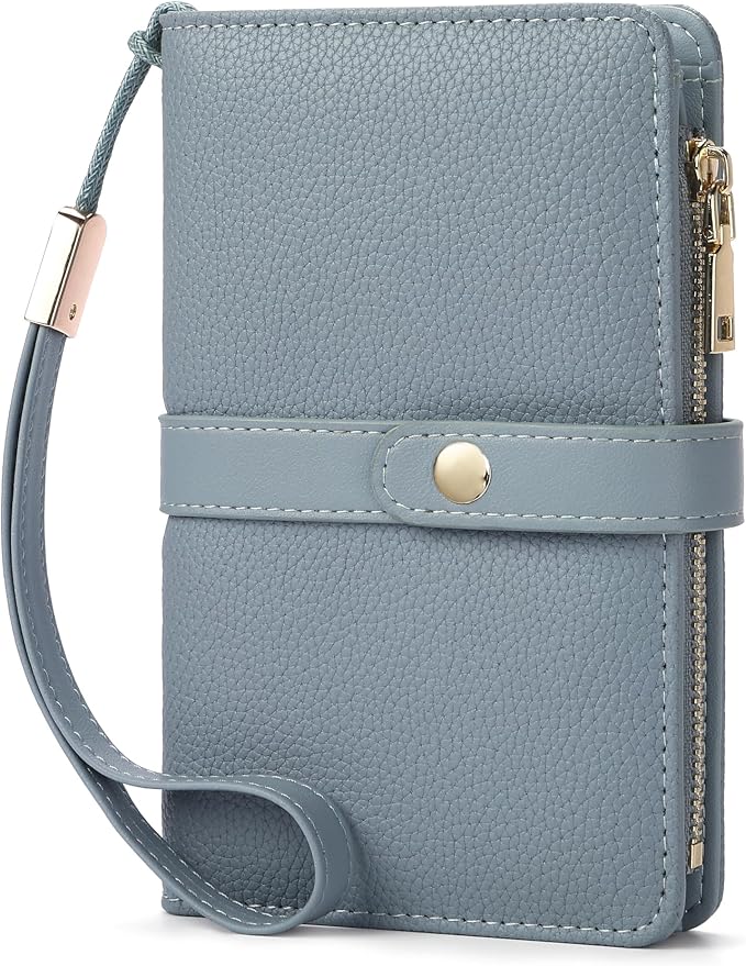 Small Wallet Women RFID Blocking Vegan Leather Slim Thin Bifold Credit Card Wallet Passport Holder Ladies Travel Wallet Mini Purse with Zipper Pocket by YJ-NEFELI