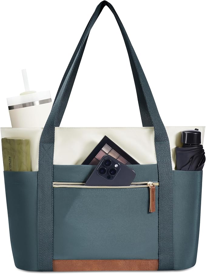 ECOHUB Large Tote Bags for Women Lightweight Laptop Tote Bag for Work Nurse Teacher Travel Totes with Compartments Cup Holder by ECOHUB