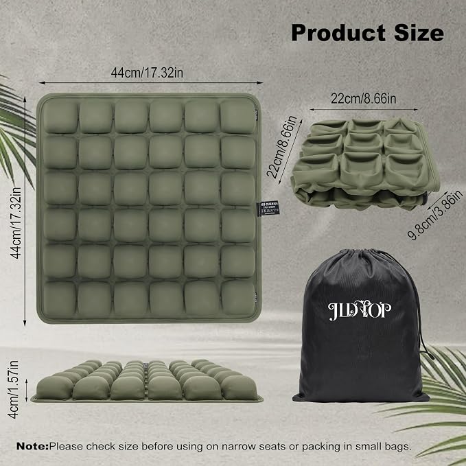 Inflatable Travel Cushion Airplane Seat Pressure Relief 3D Airbag | 36-cell Split, No need air pump, Ergonomic support, Portable foldable with storage bag, For long flights camping wheelchair - Image 5