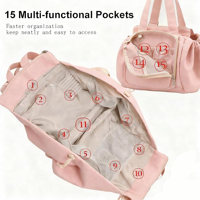 Tote Bag Large Capacity Lightweight Backpack with 15 Pockets Nylon Shoulder Bag for Car Travel Mother Bag - Image 5