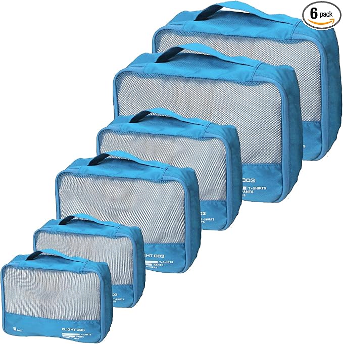 Packing Cubes Set Travel Luggage Organizers Suitcase Lightweight Accessories (Sky Blue) by Unknown